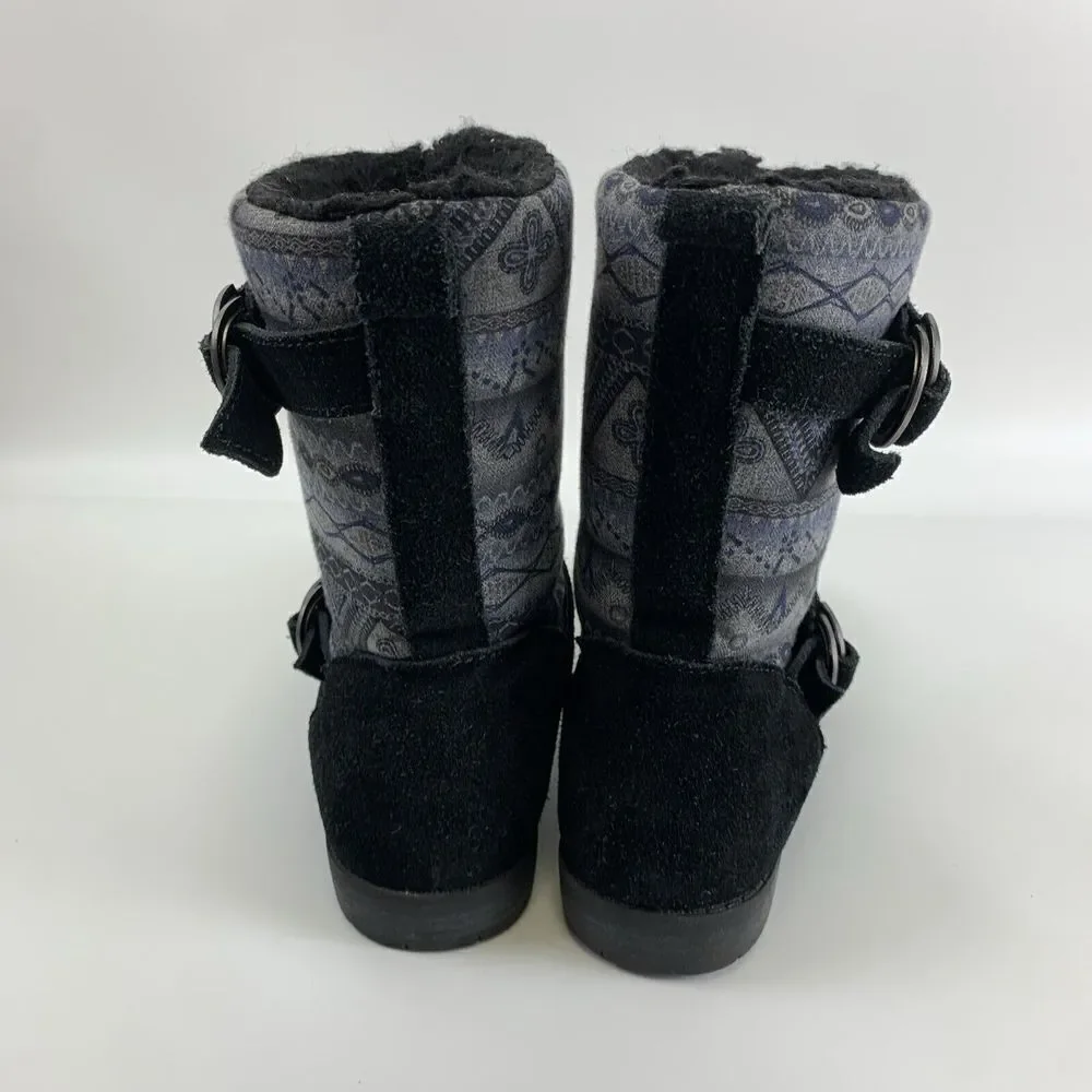 BOGO Bearpaw Rebecca Boots Pull On Winter Black Suede Wool Sheepskin‎ Womens 6